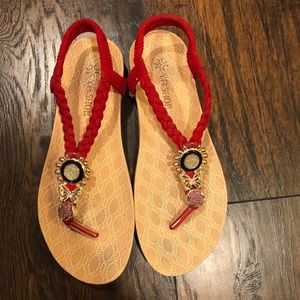 Red Jeweled Sandals